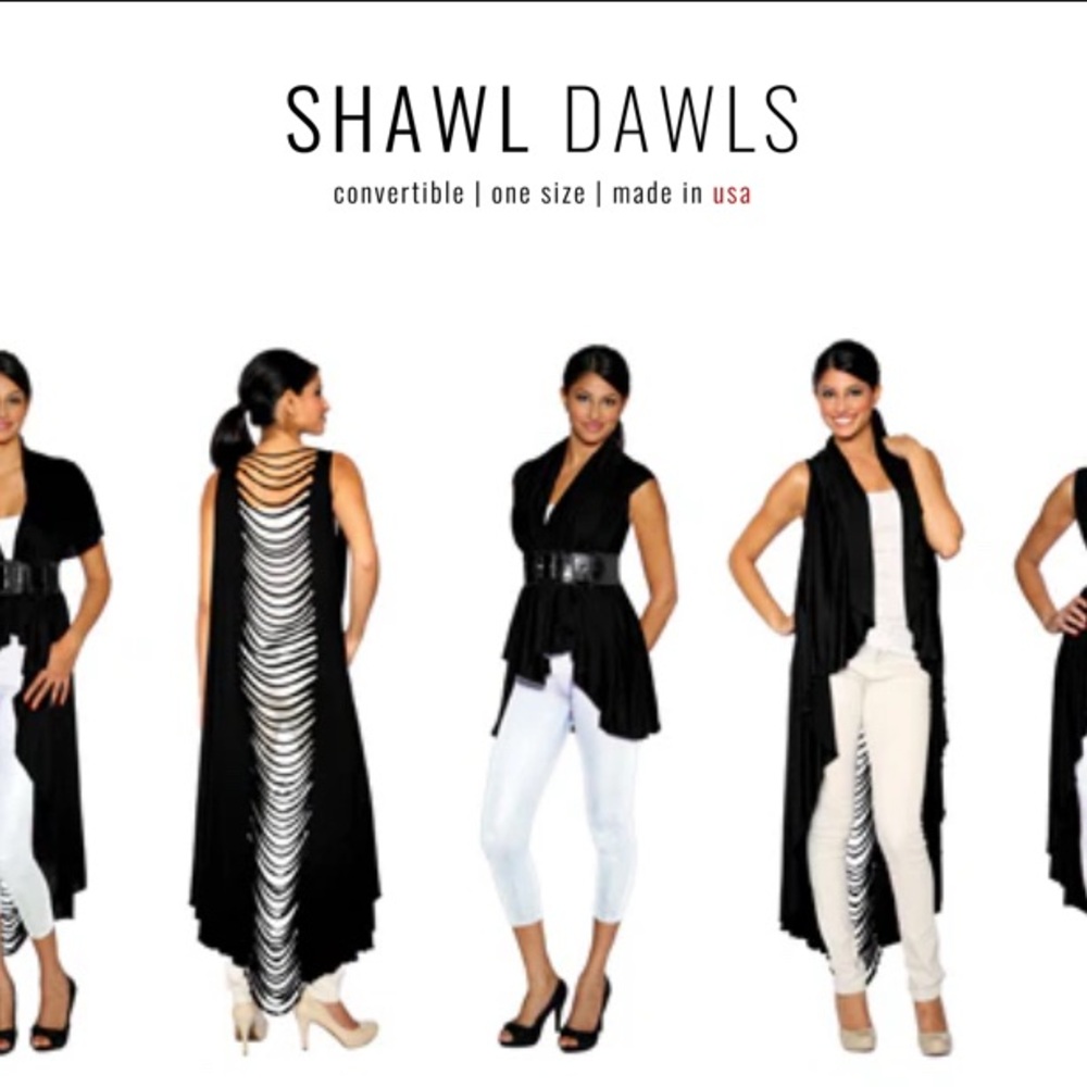 Black One-size Shawl Dawl Slitback Top